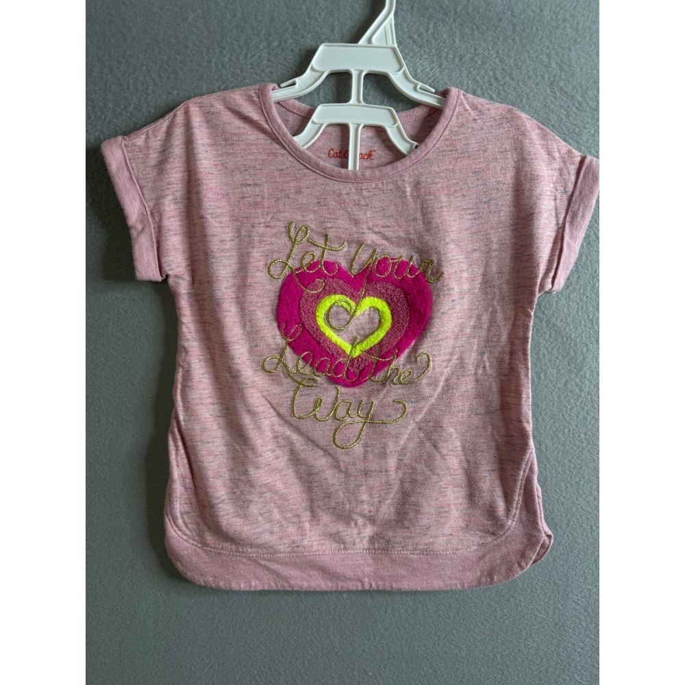 Cat & Jack Girls Top 4T Heart Graphic Short Sleeve Casual